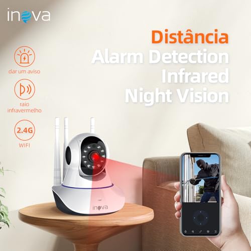 Mini Câmera de Segurança 2K com Controle por APP, Zoom 4x, Visão Noturna, Rotação 355°/90°, Ideal pa