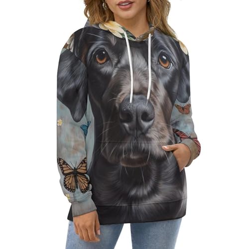 Pullover Papillon Chien Fleur le Sweat Capuche Symbole de Douceur S