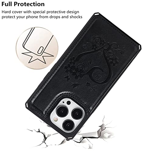 Étui portefeuille iPhone 13 Pro Max étui à rabat cuir gaufré
