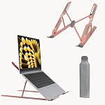 Support pour ordinateur portable pour bureau 10-Level Riser pour ordinateur portable réglable Dissipation de chaleur ventilée Support portatif pliable Compatible avec MacBook Air Pro HP Dell Lenovo iPad Accessoire pour tablettes (8-16) (Pink)