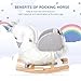 Qaba Rocking Horse, Kids Ride on Horse Swan Rocker with Sound, Plush Seat, Wooden Base, Safety Belt for Toddlers 18-36 Months, White