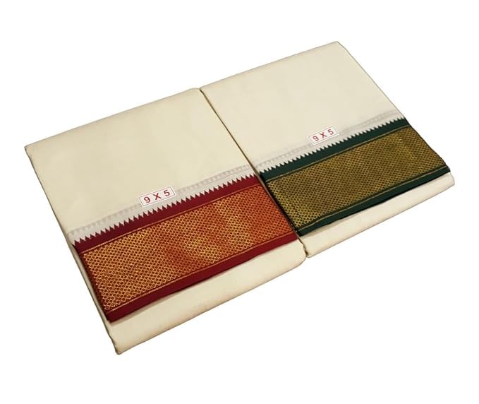 Pure Cotton Korvai 16 Mayil Kan Panjakacham with Angavasthram (9×5 dhoti + Towel)-picture-47