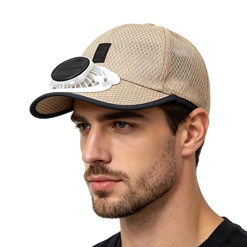 Gorra con Ventilador Solar Unisex, 3 Velocidades, Alimentación Solar O USB, para Actividades Al Aire Libre: Camping, Béisbol, Senderismo, Visera Ancha, Transpirable, Silencioso, Refrescante
