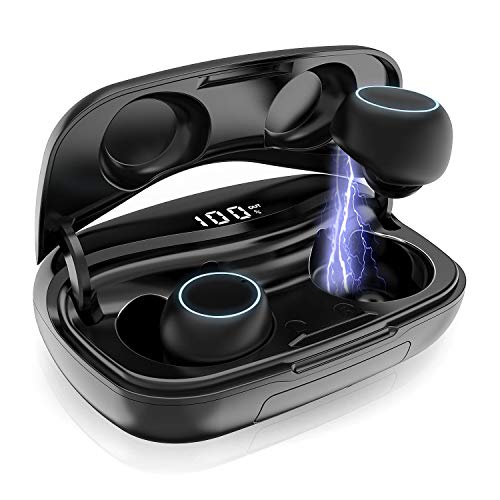 Wireless Earbuds, Bluetooth 5.0 Wireless Headphones Wireless Earphones Smart Touch with Wireless Charging Case IPX7 Waterproof, Stereo Headphones in Ear Built in Mic Headset Sound Bass for Sport