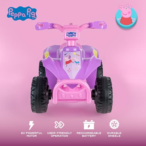 Image of Peppa Pig - 6V Kids Ride-On ATV with Rechargeable Battery and Reverse Drive