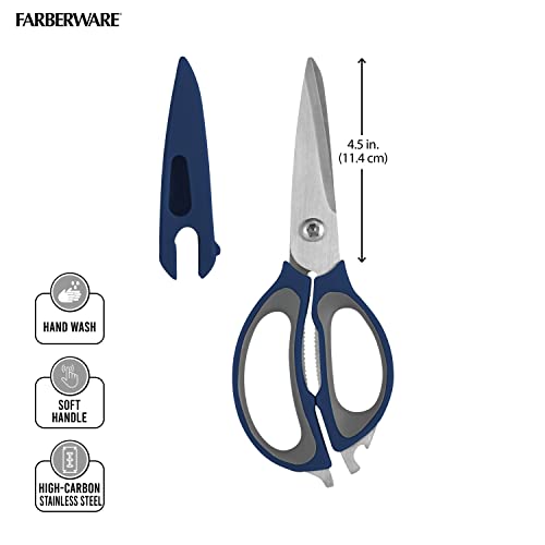 Farberware 4-in-1 Kitchen Scissors with Sheath, Navy and Grey - image 4