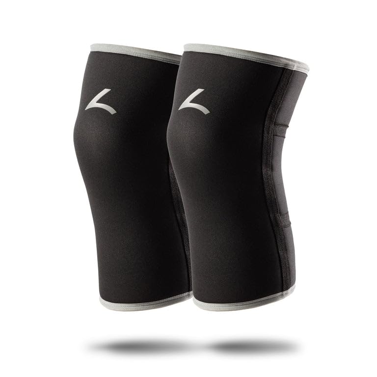 Reeva Powerlifting Knee Sleeves 7 mm – Genouillères Taille M Gris – Genouillères puissantes pour haltérophilie, haltérophilie et fitness