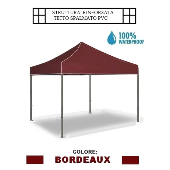 Gazebo pieghevole impermeabile 3x3m Bordeaux - Mod. Super-Ignys (Cod.:4458)