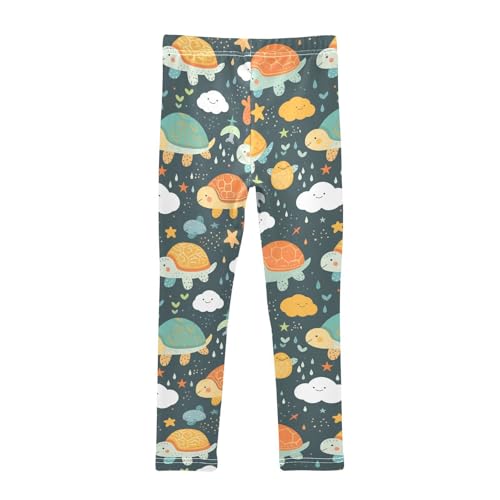Cute Turtle Girls' Leggings Toddler Doodles Clouds Stars Kids Yoga Pants Dance Active Tights 4T2