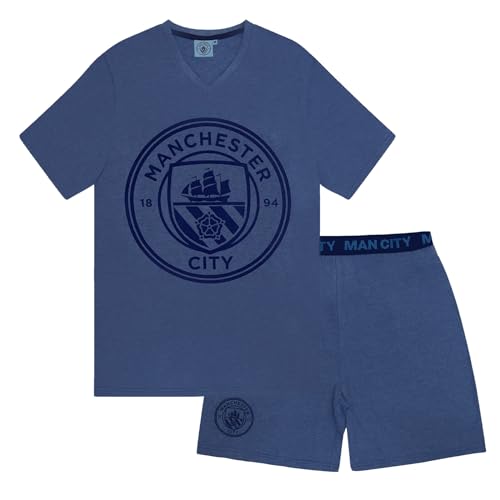 Manchester City FC Official Soccer Gift Mens Short Pajamas Loungewear2