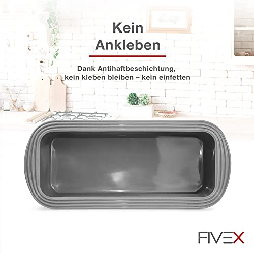 Foto von FIVEX Silikon Brotbackform - Hochwertige Kastenform Backform rechteckig - Flexible Kuchenform mit Antihaftwirkung - Silikonbackform mit umlaufendem Griff - Kastenbackform bis 1000g Brot