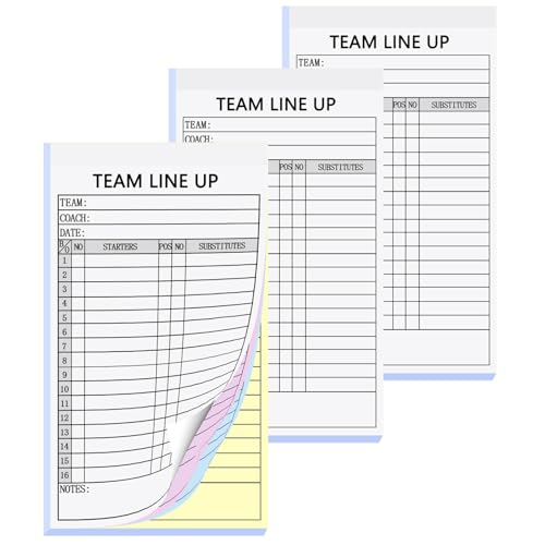 XUEJITECH 90 Sets Baseball/Softball Lineup Cards, 4-Part Carbonless Copies with Tearing Line, 90 Games with 16 Player Roster Lineup Sheet for Coaches, Team, Sports