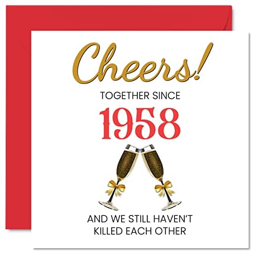 Divertida tarjeta de 64 aniversario para marido, esposa, juntos, desde 1958, regalos I Love You, tarjetas de felicitación de 145 mmx145 mm para 64 aniversarios