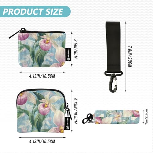 Beauty Spring Flowers New Hampshire Pink Lady's Slipper_76522_4 Dual Coin Purse Credit Card Holder Wallet Slim Detachable Identity Card Protector with Wristlet Strap for Woman 2 Packs4