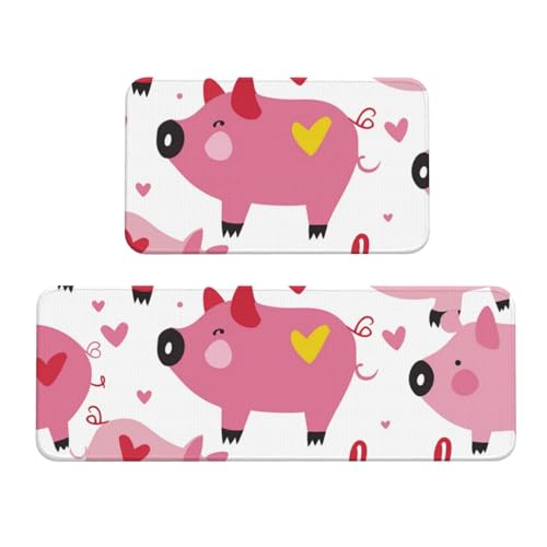 Tapetes de cocina para decoración del hogar con diseño de cerditos para suelos y lavandería 2