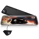 WOLFBOX 2.5K Mirror Dash CAM de 12"IPS Full Touch Screen, Full HD 1440P Cámara Frontal y Trasera, Dual Dash CAM con cámara de Respaldo Impermeable, Super visión Nocturna con Sensor Sony IMX415, GPS