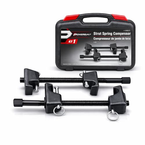 Powerbuilt Strut Spring Compressor Kit, Remove and Install Coil Springs, Tighten Compressor, Car Repair, 2 Piece, Storage Case 648627