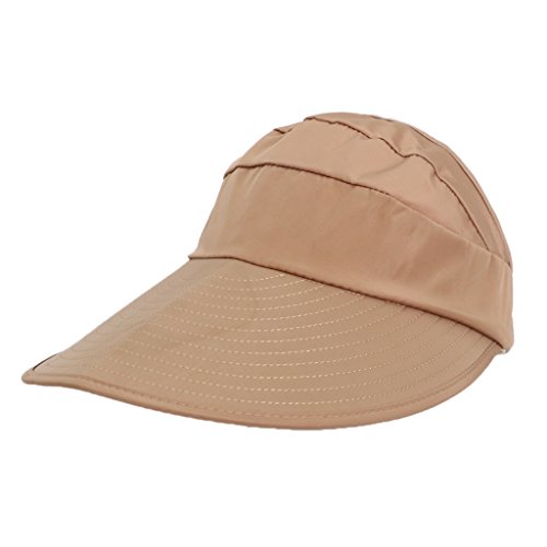 Fityle Wide Brim Women Sun Hat Proteção UV Floppy Outdoor Viseira De Praia Cap - Cáqui