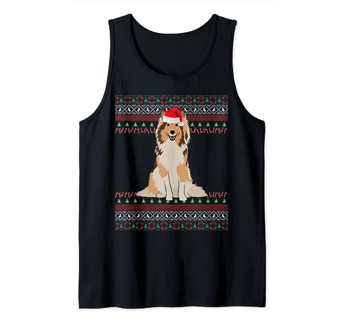 Vacaciones navideñas de Rough Collie Camiseta sin Mangas