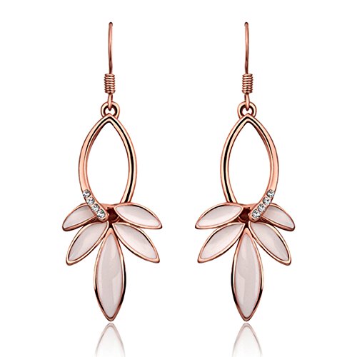 Preisvergleich Produktbild Auffälliger Damen-Schmuck von Yeahjoy, Rot-vergoldetes Blatt, Öltropfen-Ohrringe