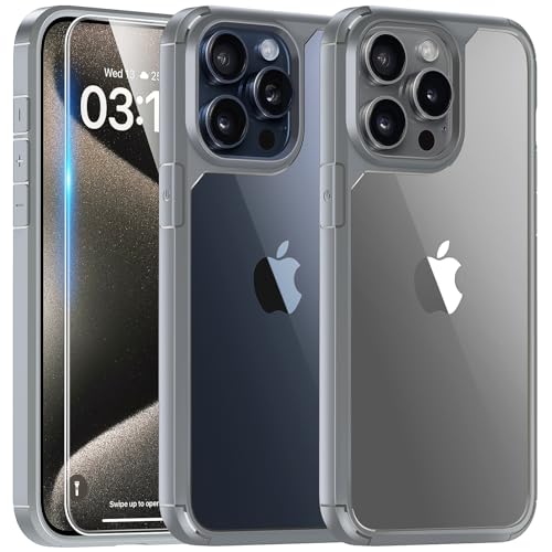 Protection ecran iPhone 15 Pro Max TAURI coque 360 gris