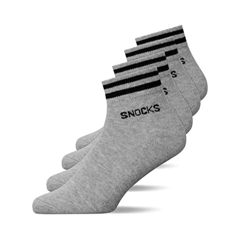 Snocks Sneaker Socken Bio Baumwolle Damen Grau Größe 39-42 Retro Mid Ankle Socks Sneaker Socken Knöchelhoch Mädchen Grau Sneaker Socken Sneakersocken Jungen Cover
