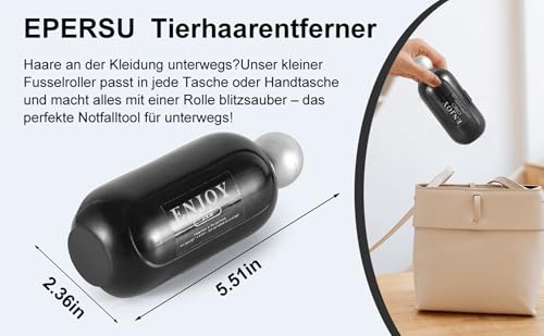 EPERSU 2 in 1 Wiederverwendbarer Gel-Fusselroller, Tierhaarentferner, Tragbarer Reise Fusselrasierer, Klebriger Fusselrolle Abwaschbar (Schwarz)