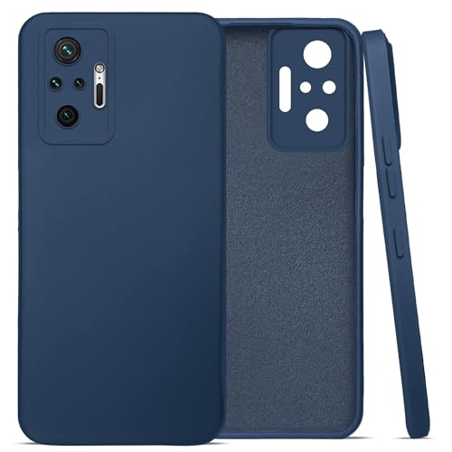 Image of Jkobi Back Cover Case for Xiaomi Mi Redmi Note 10 Pro | 10 Pro Max (Matte Silicone with Inside Fiber Cloth |Blue)