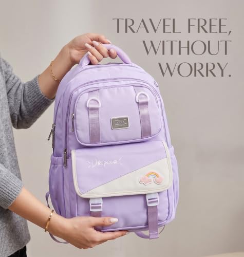 Image of ADSON kawaii Girls Travel School Bag|Backpack Of Large Capacity Aesthetic Stylish Girls Korean Laptop Bag Rucksack for School |College Bags Cute Bookbag for Teens Water Resistance 18 Inches