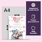 25th Anniversary Card for Women Men - Teddy Bear Roses - Happy 25 Year Anniversary Card for Wife Husband Companion Boyfriend, 5x7 Inch Wedding Anniversaries Greeting Cards - Image 5