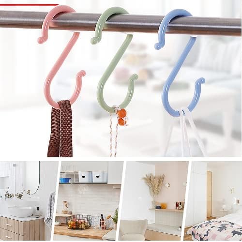 24 Pcs Plastic S Shaped Hook Hanger Towel Clothes Hanging Hook Multi Purpose Hook for Kitchen Bedroom Bathroom Office