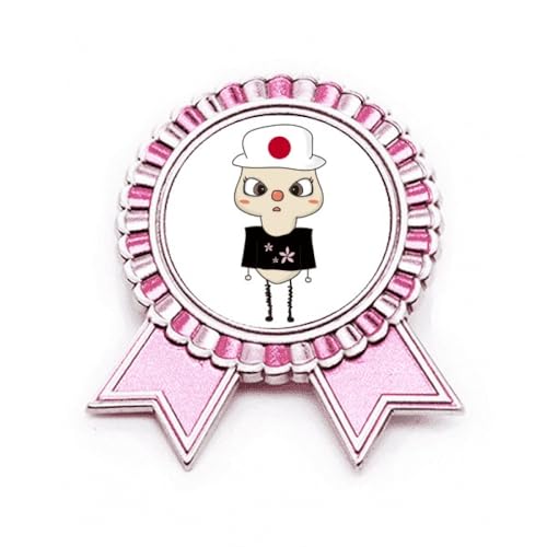 Broche drapeau Japon en fleurs de cerisier rose taille M en métal résistant