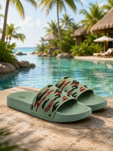 Image of TRV Classic Ultra Soft Sliders /Slippers with Cushion FootBed for Boys & Girls | Comfortable & Light Weight | Stylish & Anti-Skid | Waterproof & Everyday Flip Flops for Boys& Girls jungle