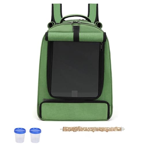 JTQYFI Bolsa de Transporte Segura para Loros con Paneles de Red Botes de Agua Dobles Excelente para mochileros Compras Excursiones Propietarios de Aves Jaula de Viaje para pájaros transportable