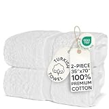 Chakir Turkish Linens, 100% Cotton Premium Quality Turkish Bath Sheets (35''x70'' Large Bath Sheet Towels - White)