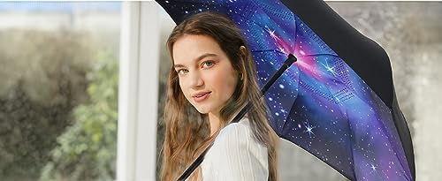 Siepasa Unisex's Spar.saa Spar. Saa Double Layer Inverted C-Shaped Handle, Anti-UV Waterproof Windproof Straight Umbrella for Car Rain Outdoor Use