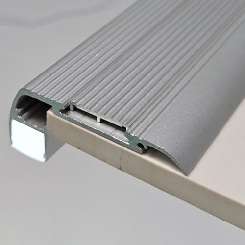 Protectores LED de aluminio para escalera con tapas y canal de escalón de superficie