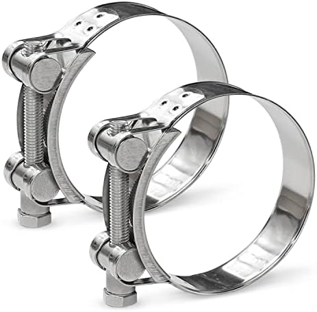 AKIHISA 98-103mm ID Range T-Bolt Hose Clamp,2 Pack 304 Stainless Steel Adjustable Heavy Duty Pipe Clamps 4 Inch…