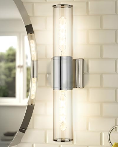 Metwet Bathroom Vanity Light Fixtures, Chrome Wall Lights In Clear Glass Indoor Wall Sconce thumb #6