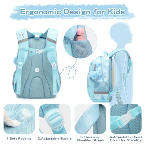 Image of Cusangel Backpack for Girls Boys School Bookbags Kindergarten Elementary Lightweight Waterproof Multifunctional Large Capacity for kids(17 inch Fun Prints)