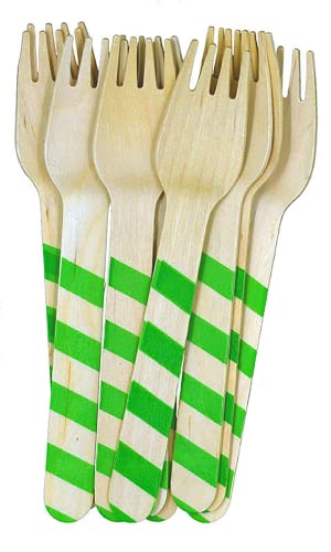 Perfect Stix Red And Green Striped Wooden Printed Forks. Pack Of 50 Printed Forks In Red And Green. 6 Inches In Length.eco-Friendly. #TOP1