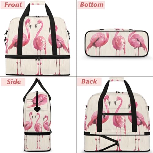 Large Weekender Overnight Bags Abstract Pink Flamingo Travel Duffel Bag for Women Men Gym Bags With Shoe Compartment Foldie Travel Tote Bag Carry On Personal Item Bag for Travel Gym Sports3