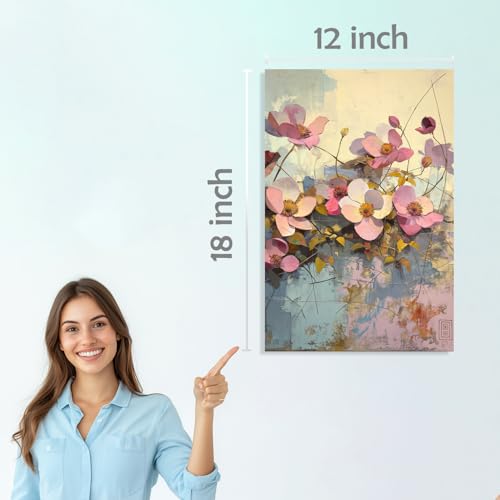 Image of SiddArtify Palette Knife Floral Art Print Set - Pink Blue and Rainbow Flowers - 300GSM Board - 12x18 Inch - Pack of 6 Wall Room Decoration art Poster Prints