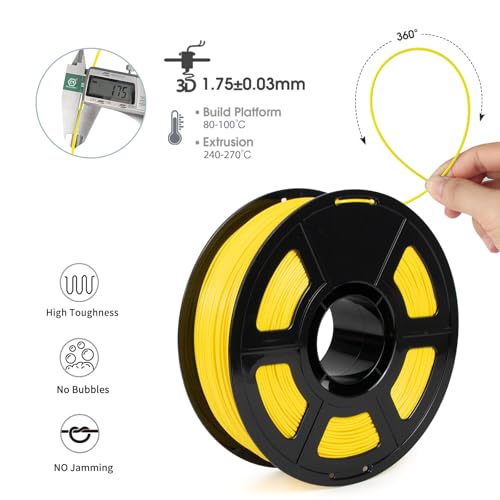 Image of iSANMATE ASA Filament 1.75mm Yellow 1KG, UV & Weather Resistant 3D Printer Filament Perfect for Outdoor Functional Parts, Dimensional Accuracy + /- 0.02mm, 1kg Spool (2.2lbs)