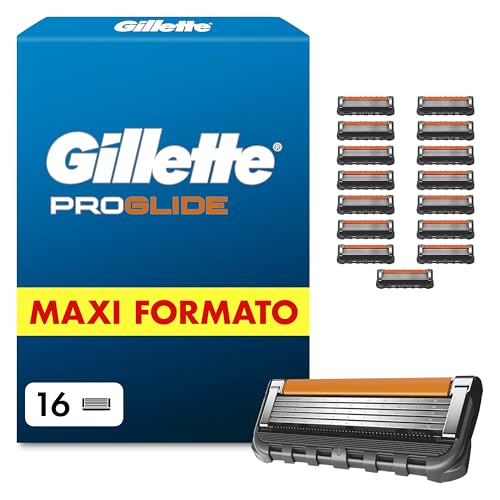 Gillette Proglide Lamette da Barba per Rasoio Barba Manuale, 16 Lamette Gillette Proglide di Ricambio per Rasatura Profonda Uomo, Lame di Precisione per Rasoio Manuale Uomo