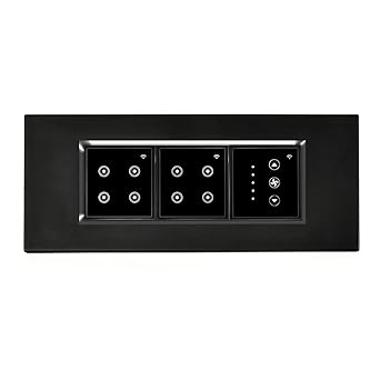 L&G 6 Modular Smart Switch Panel | 8 Smart Switch Control, 1 Smart Fan Regulator | German Engineering Product meets Indian Standards (Compatible with Alexa, OK Google & SIRI Shortcut) (Size: 6M- 220 x 90 x 45 mm)