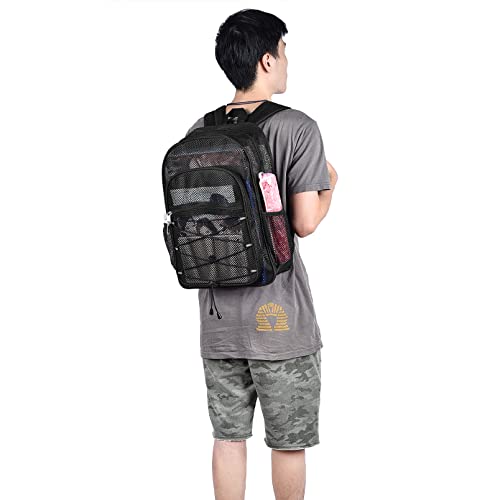 Heavy Duty Mesh Backpacks For Adults, Mesh School Bags For Boys And Girls, See Through School Bags With Adjustable Straps, Mesh Bags For Swimming, Fitness, Sports, Carry Portable Oxygen Concentrators #TOP1