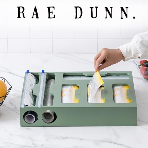 Rae Dunn Bamboo Bag Organizer for Kitchen Drawer - Durable Wood Organizer for Kitchen Storage - Holds Gallon, Quart, Snack, Sandwich Size Baggies, Plastic Wrap and Foil by Rae Dunn - Image 5