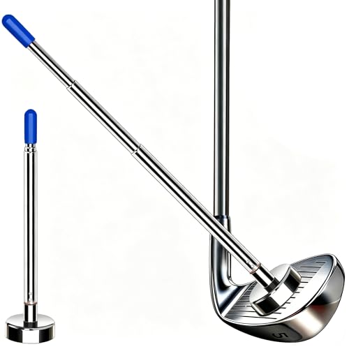 JUNNEE Golf Alignment Rods, Golf Alignment Stick Corrector Lie Angle Tool, Golf Swing Training Aids Aiming Stick - Golf Club Face Aim, Visualize and Align Your Golf Shot (3-L-Blue)