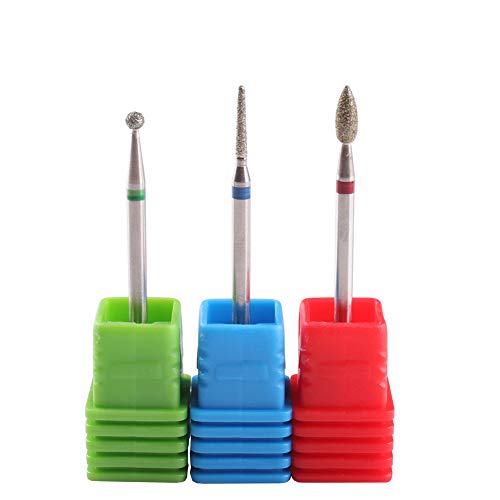MZCMSL 3pcs Diamond Cuticle Drill Bits (Needle,Ball,Flame) Nail Bit